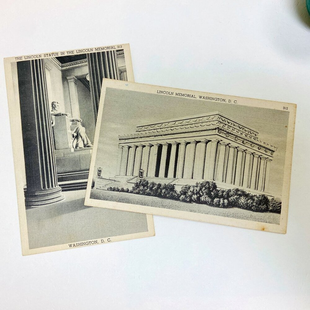 Genuine Vintage 1950s Lincoln Memorial Postcards